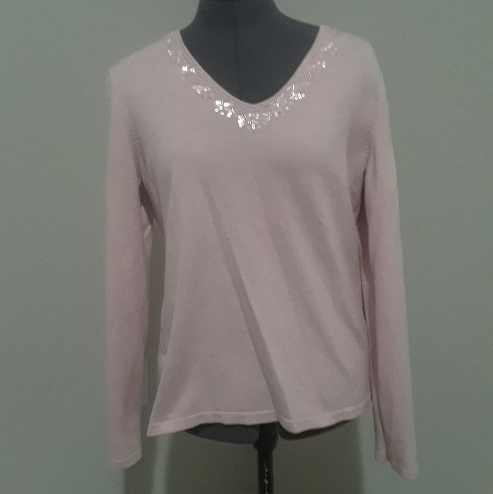 Liz Claiborne Light Pink Embellished‎ Sweater